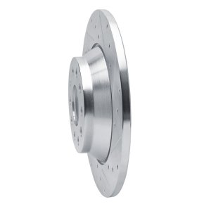 Audi Q3 Brake Rotor (1) - Rear Right - R1 Concepts - Drilled & Slotted - Silver - `16-`25